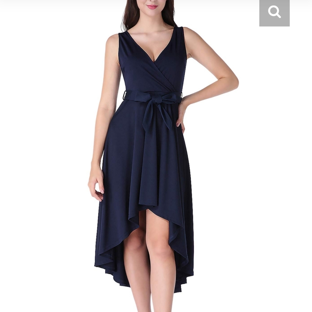 NWT Vintage inspired Tie Front Navy Party Dress - Picture 2 of 7